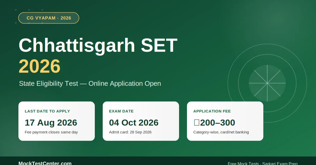 CG SET 2026 Application Form Released — Check Details