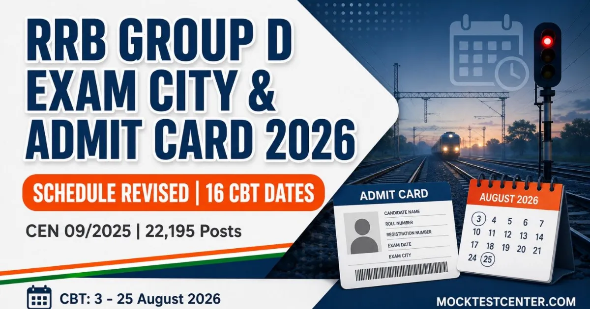RRB Group D Exam City & Admit Card 2026 (Revised)