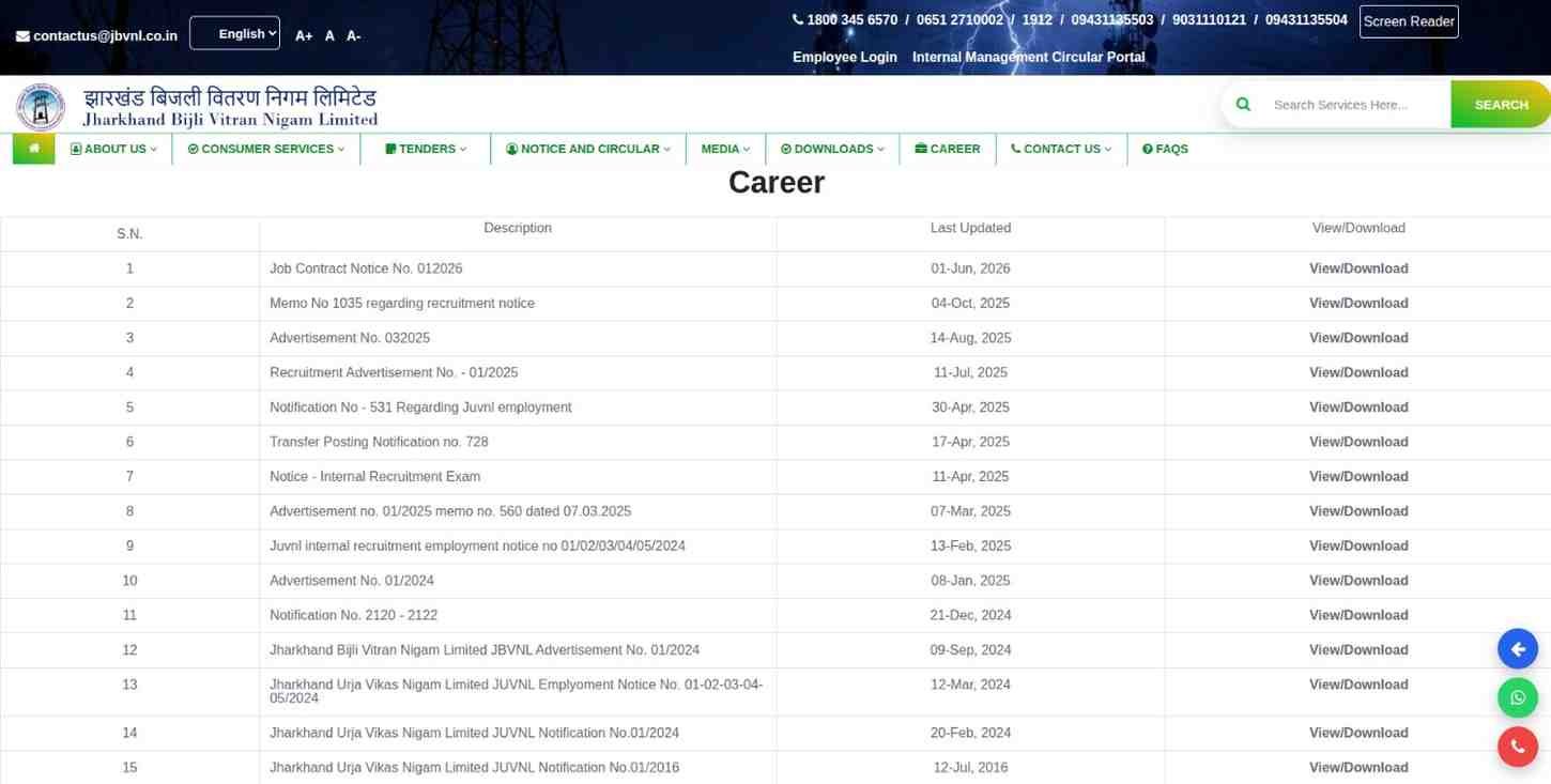 Jharkhand Bijali Vibhag Vacancy 2026 Jharkhand Bijali Vibhag Recuitment 2026